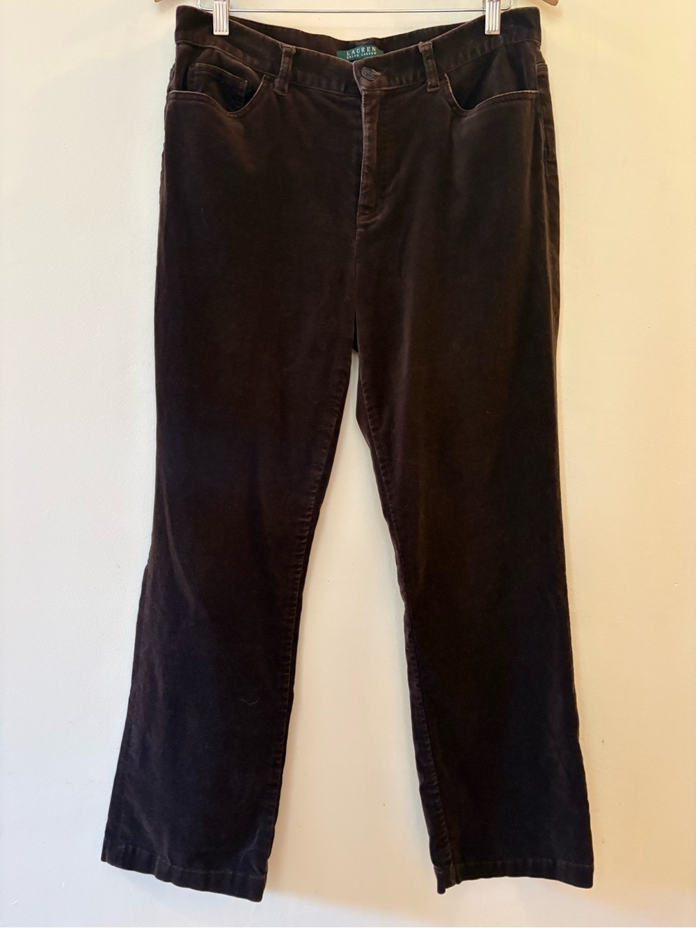 Ralph Lauren suede like dark brown Pants, Straight Leg Stretchy Women’s Sz 10.